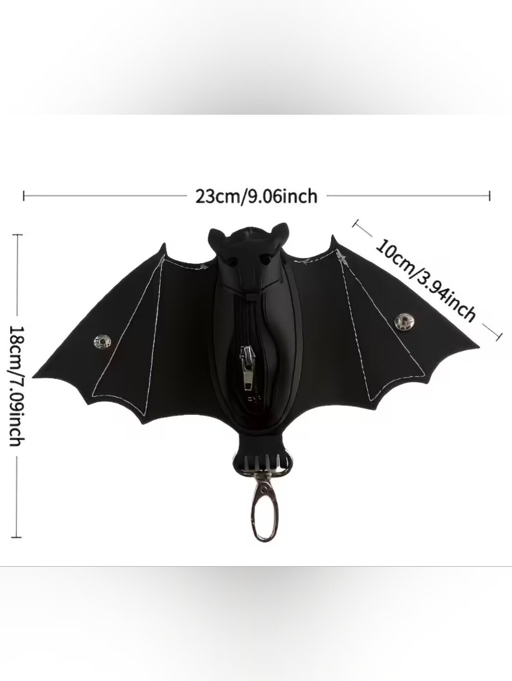 Leather Bat Keychain Change Pouch - Black - Picture 2 of 3